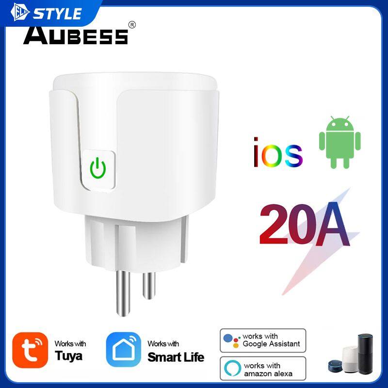 20A EU Plug WIFI Bluetooth Wireless Remote Socket Smart Power Socket Smart Timer Plug Voice Control EU Home Fire Retardant PC