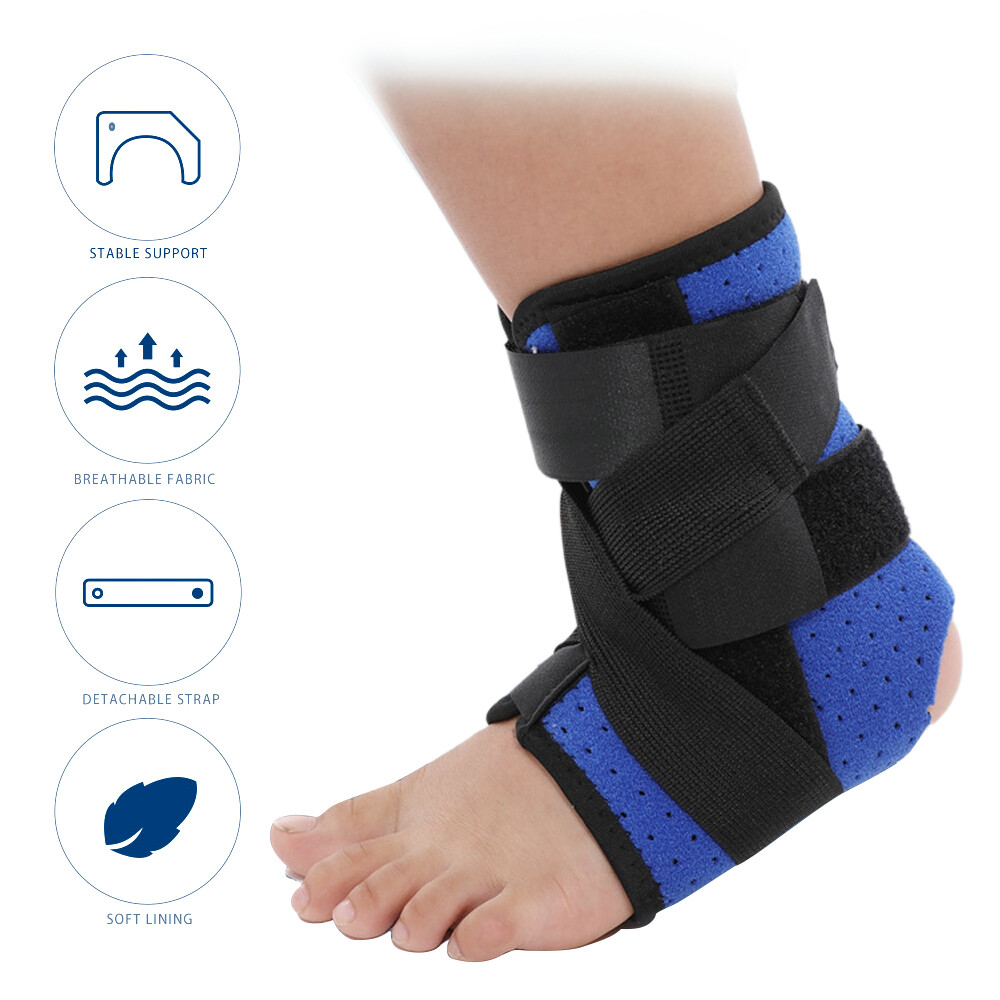 1Pcs Ankle Brace with Splint for Kids, Adjustable Ankle Stabilizer Breathable Compression Ankle Support for Sprain,Sprained Ankle, Tendon,Injury Recovery