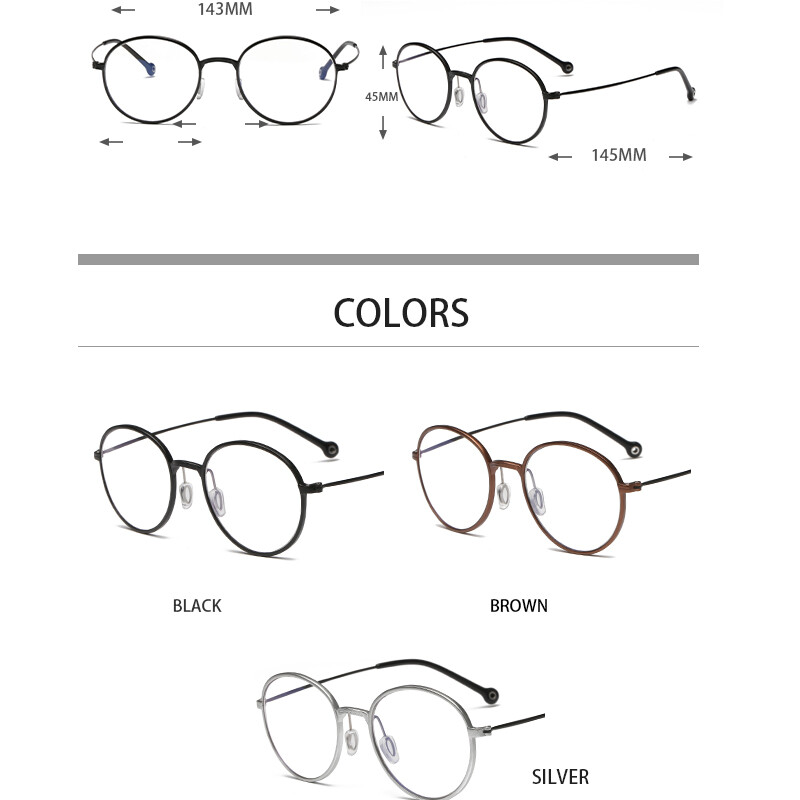KATELUO J803 Computer Anti Blue Laser Round Frame Retro Classic Eyeglasses