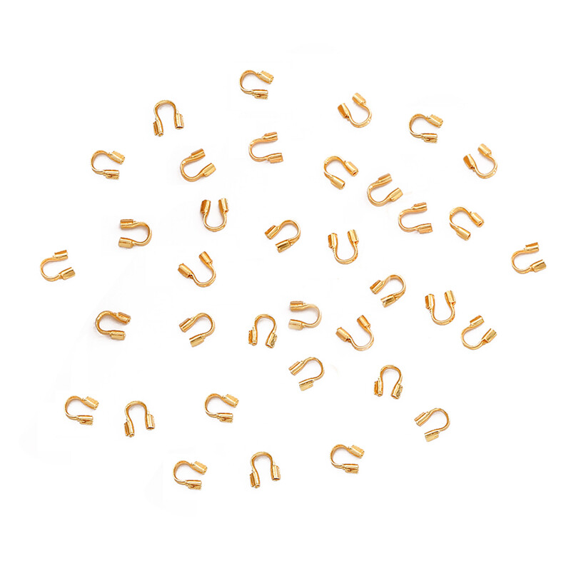 50PCS/Bag 18K Gold Plated Brass Copper Wire Protectors Wire Guard Guardian Protectors loops U Shape Accessories Clasps Connector For Jewelry Making