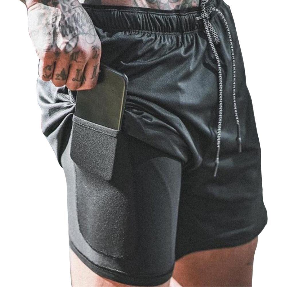 2 In 1 Running Shorts Men Compression Quick Drying Breathable With Built-in Pocket Training Shorts