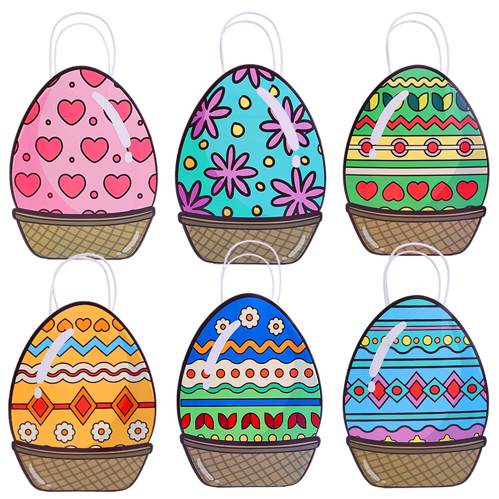Easter Egg Handbag with Handle Easter Container Happy Easter Paper Bag Bulk Candy Snacks Party Colored Gift Packaging