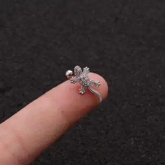 1 Pc Cz Hewan Tokek Anting Tulang Rawan Reptil Kadal Helix Stud