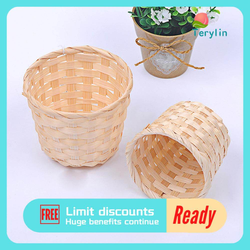 Giỏ Hoa Dệt Mini Terylin, Giỏ Đan Bằng Tre, Lộn Xộn Để Bàn, Giỏ Đựng Đồ Gia Dụng, Giỏ Đan Tre, Chậu Hoa Sân Vườn