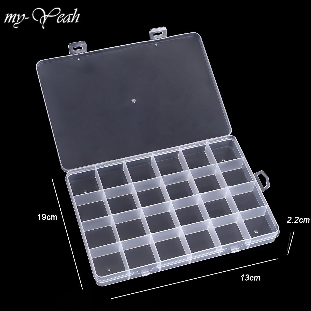 myyeah 6/24 Ô Hộp Nhựa Rỗng , Hộp Đựng Đinh Cố Định Hình Tròn Hình Chữ Nhật Rhinestone Đá Quý Dụng Cụ Hộp Đựng Trang Trí Hạt Trang Sức Pha Lê