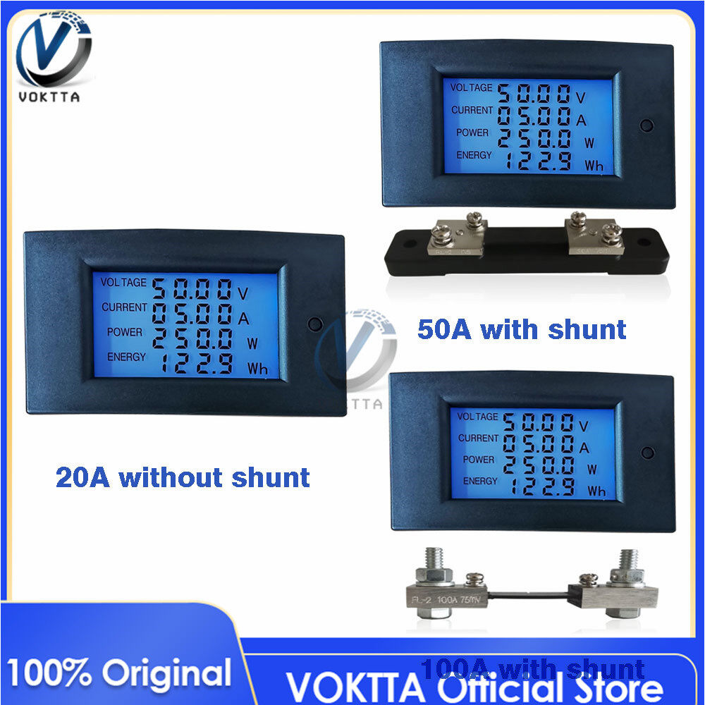 VOKTTA DC 7.5100V 20A /50A/100A Voltmeter, Ammeter Wattmeter Pengukur