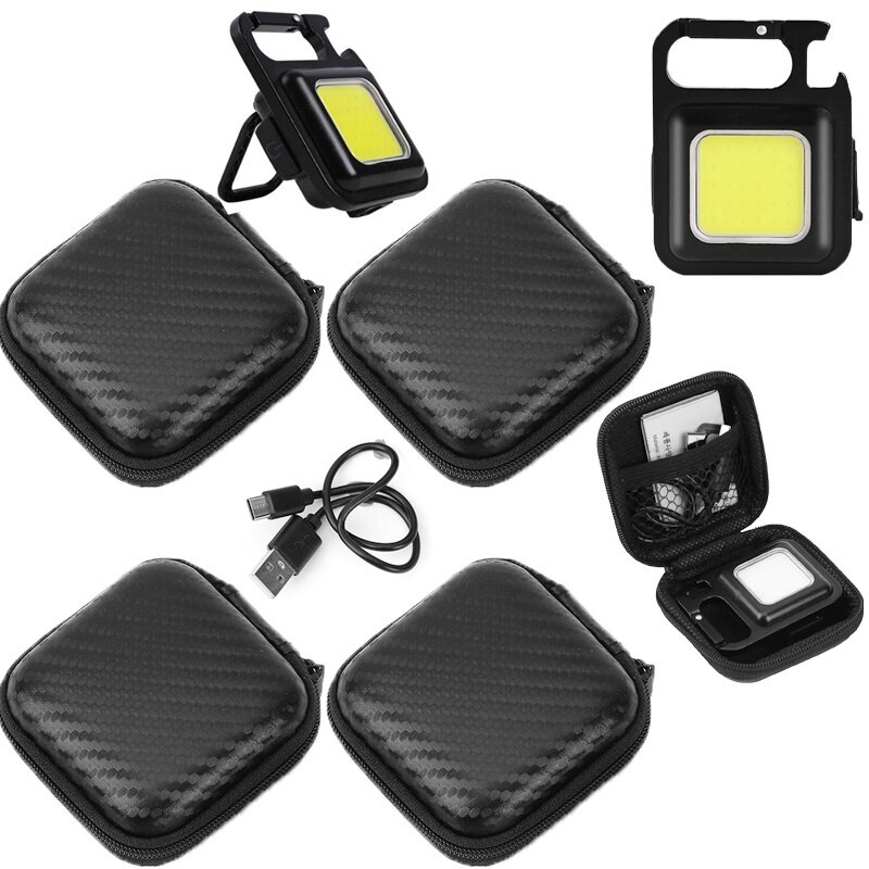 Mini Portable COB LED Keychain Work Light Storage Box EVA Earphone Bag Waterproof