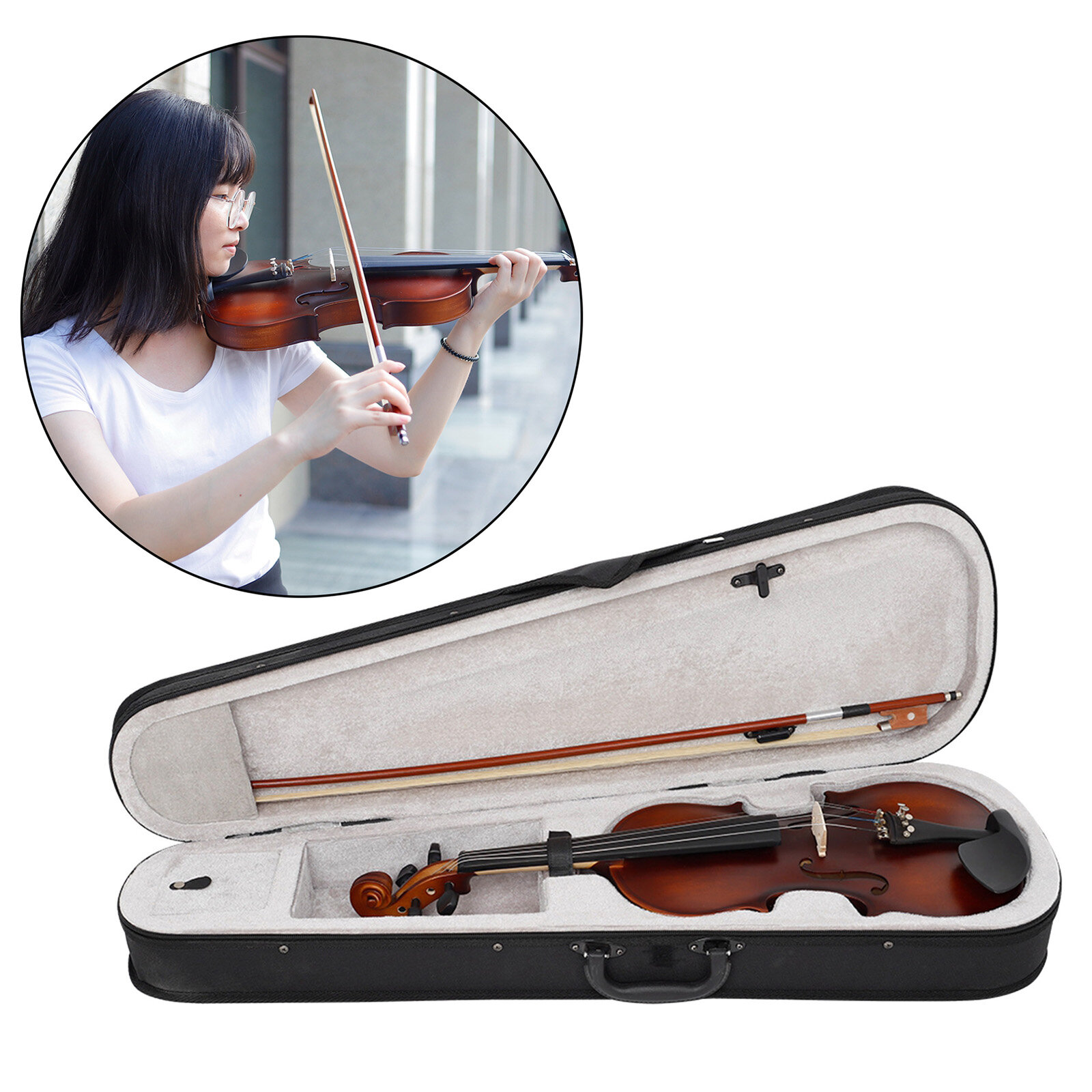 Bnguitar violin acoustic profesional 4/4 full size violin with case bow set