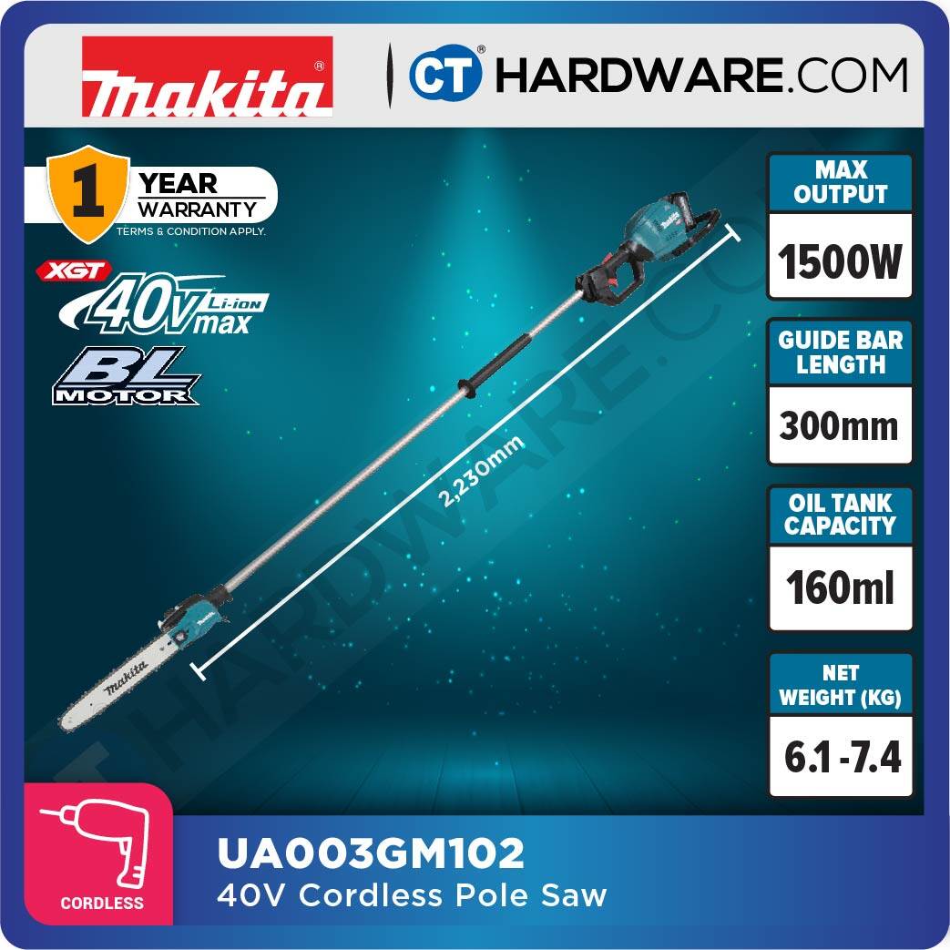 MAKITA UA003GM102 / UA003GZ01 CORDLESS POLE SAW 40V MAX 1500W BRUSHLESS