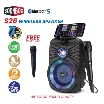 SOONBOX S 26 Karaoke Wireless Bluetooth 5 Inch Portable Speaker with Mic Function, Radio, SD card USB INPUT