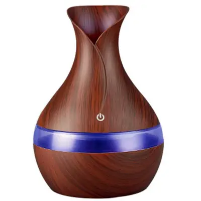 300 Ml Ultrasonic Air Humidifier Aroma Essential Oil Diffuser With Wood Grain 7 Color Changing Led Lights For Office Home