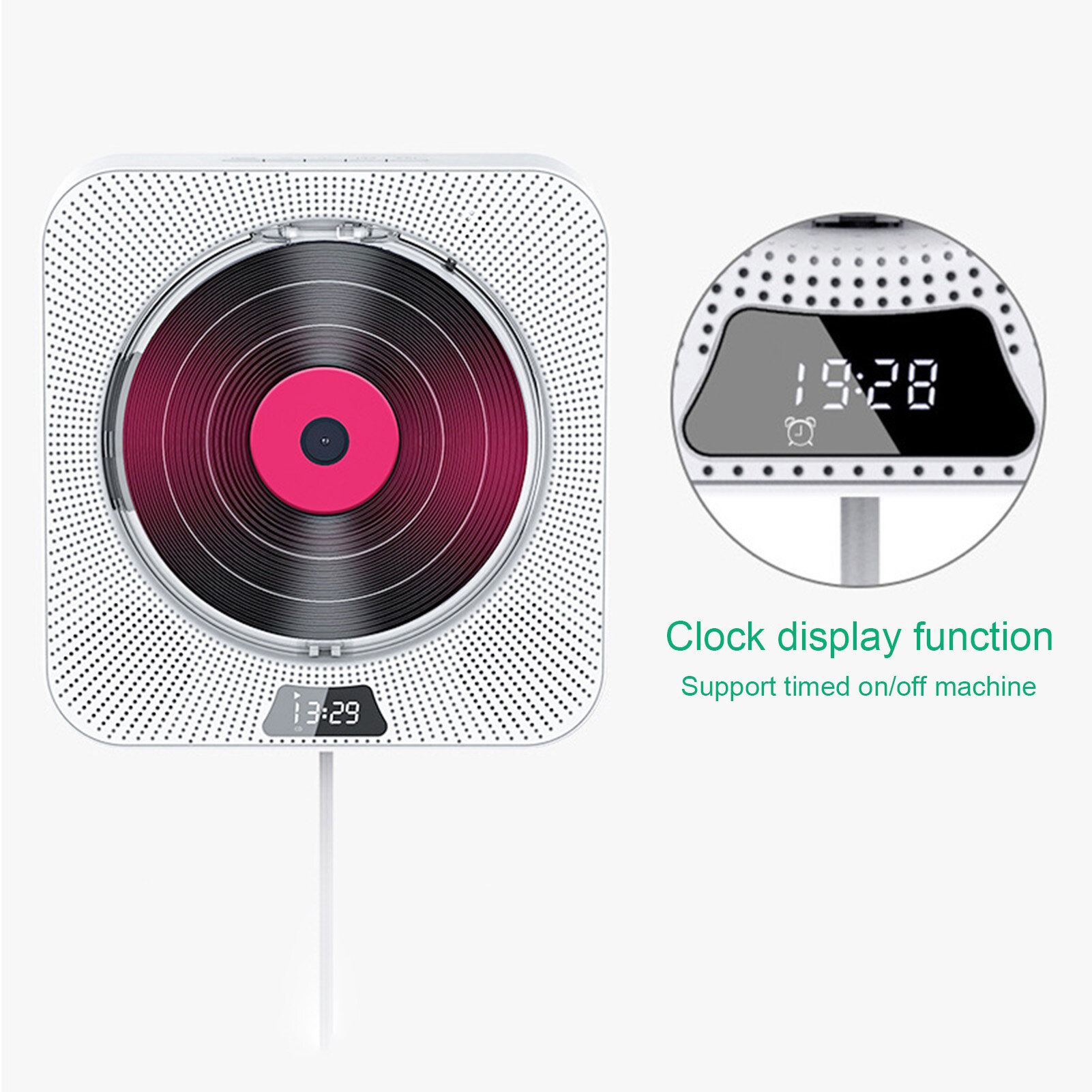 1 Set Disc Player Wall-mounted Disc /TF Repeat Built-in Bluetooth-compatible Multi-functional Disc Music Player Office Supply Learning Machines Disc