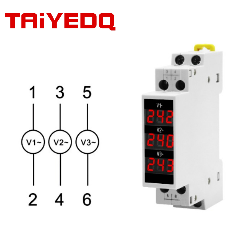 Bv-3rdin rail mount three phase voltage meter ac 80-500v modular voltage meter led digital display