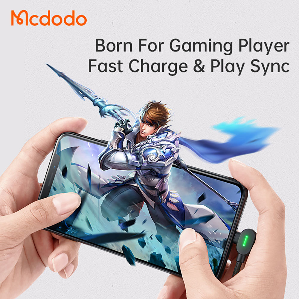 Mcdodo elbow 90° USB Cable For iPhone Lightning Apple 5-14 Pro MAX Fast Charging Cable Mobile Phone LED Light Cord Data Cable