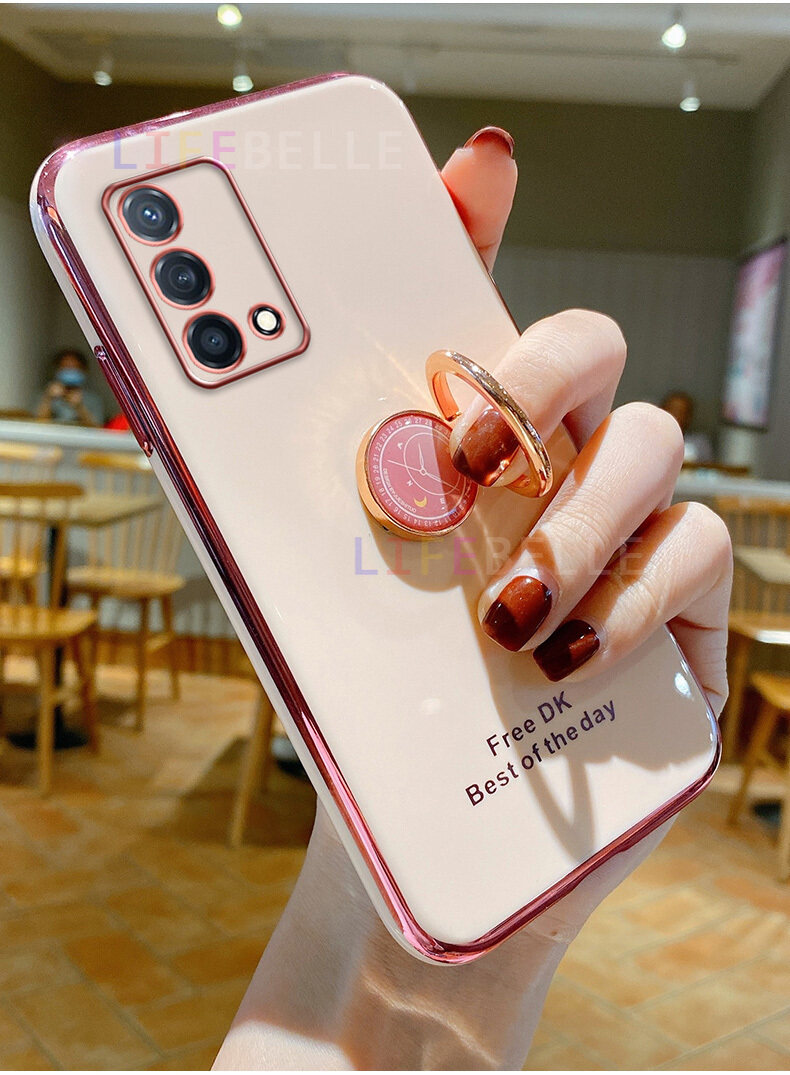 Ốp Lưng LIFEBELLE Dành Cho OPPO A74 4G Ốp Lưng + Giá Đỡ Nhẫn Đeo Ngón Tay, Ốp Điện Thoại Viền Mạ Siêu Mỏng Sáng Bóng Sang Trọng Ốp Bảo Vệ Chống Sốc Cao Cấp Bằng Silicon TPU Mềm