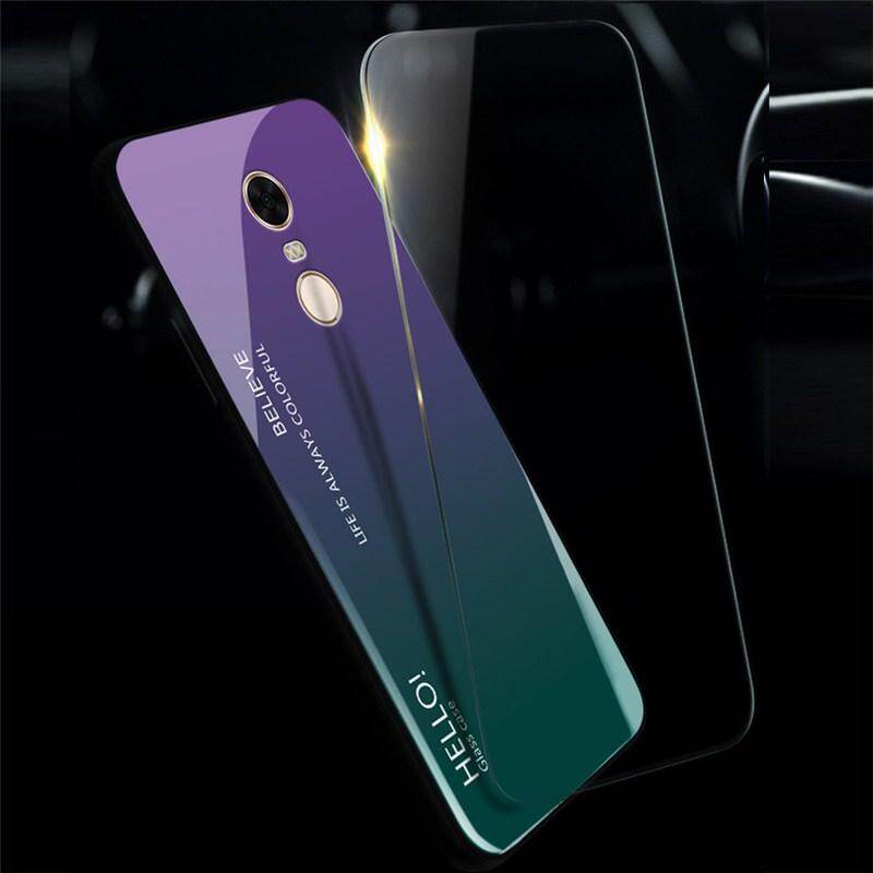 For "Xiaomi Redmi Note 4X" Gradient Tempered Glass Back Cover Protective Phone Case