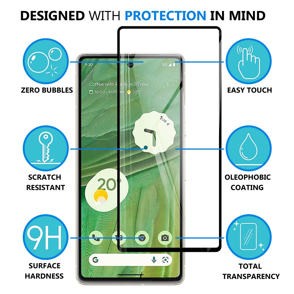 Full Cover Tempered Glass Screen Protector For Google Pixel 7 Pixel7 Pro 6a Pixel6a 5G 9H Ultra Thin Premium Phone Explosion-proof Protective Film