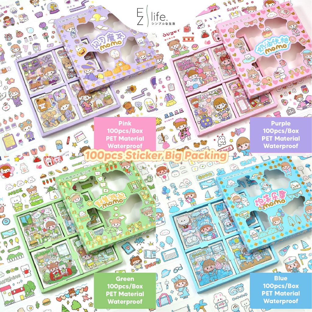 100 Pcs/Box Cute Girl Cartoon Stickers Washi Stickers Cute Sticker