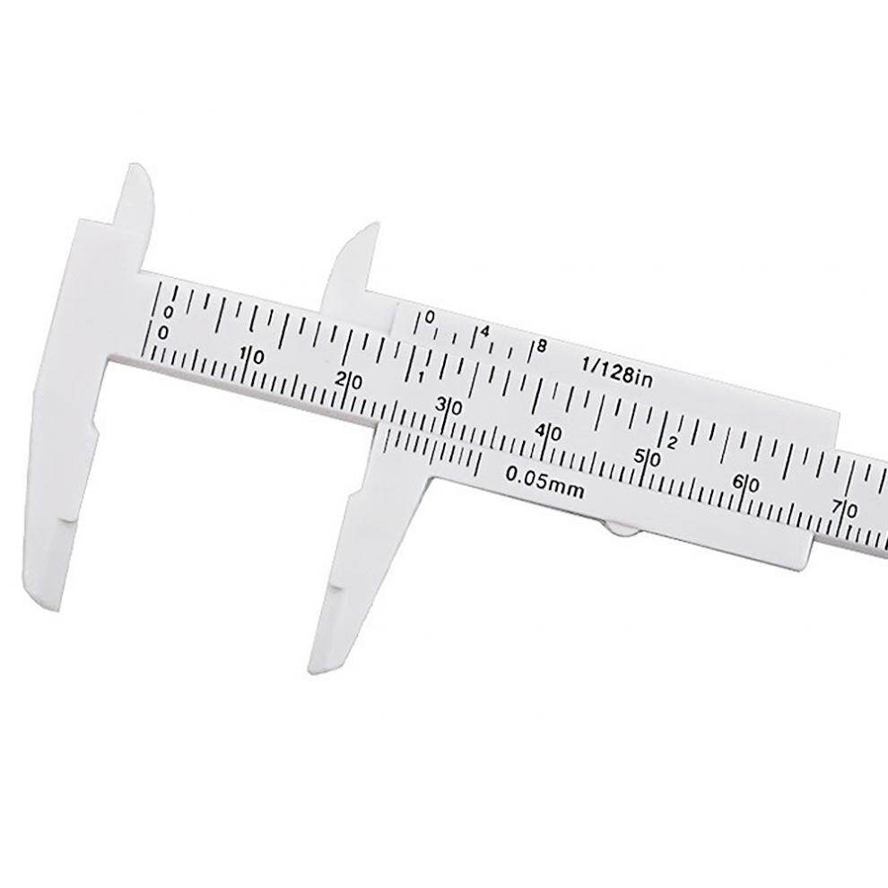Thước Cặp Vecnê Nhựa Màu Trắng Tỷ Lệ Kép 0-80Mm Cho Sinh Viên/Thước Đo Cổ