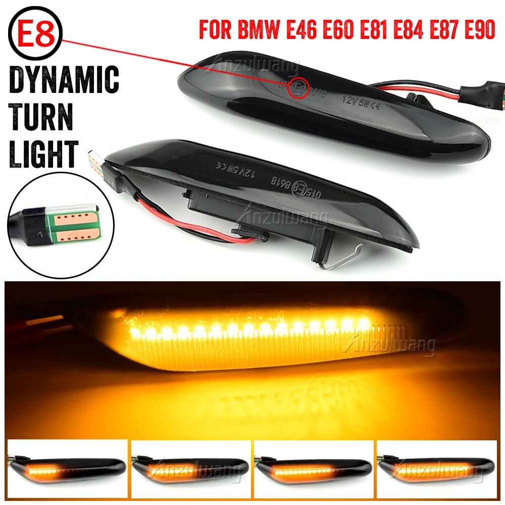 ZR For For BMW E46 E36 E60 E61 E90 E92 E93 X1 E84 X3 Led Dynamic Turn Signal Light Side Fender Marker Sequential Blinker Lamp