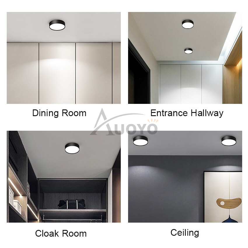 Auoyo bảng LED ánh sáng văn phòng đèn trần 5W 12W Mini Chiếu Sáng trong nhà nhỏ đèn ban đêm gọng dáng tròn Downlight chiếu sáng hiện đại bề mặt/lõm gắn chiếu sáng nội thất Đèn gắn tường tiết kiệm năng lượng cho cửa phòng khách gia đình phòng tắm nhà bếp