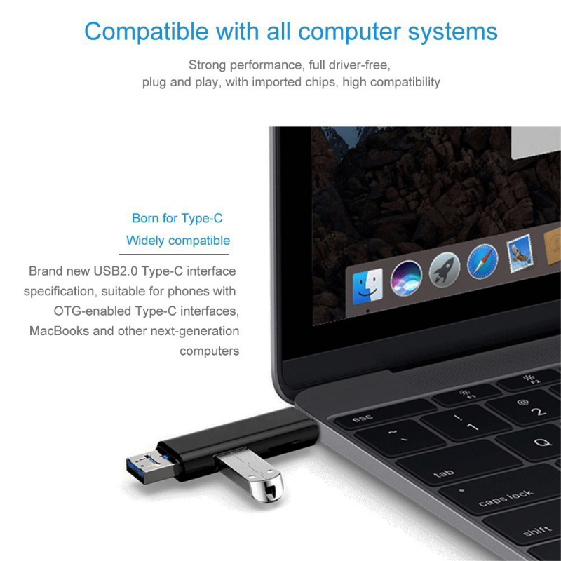 Đầu Đọc 5 Trong 1 Usb Đa Chức Năng 2.0 Loại C/Usb /Micro Usb/Tf/Thẻ Nhớ SD Bộ Chuyển Đổi Đầu Đọc Thẻ OTG Phụ Kiện Điện Thoại Di Động
