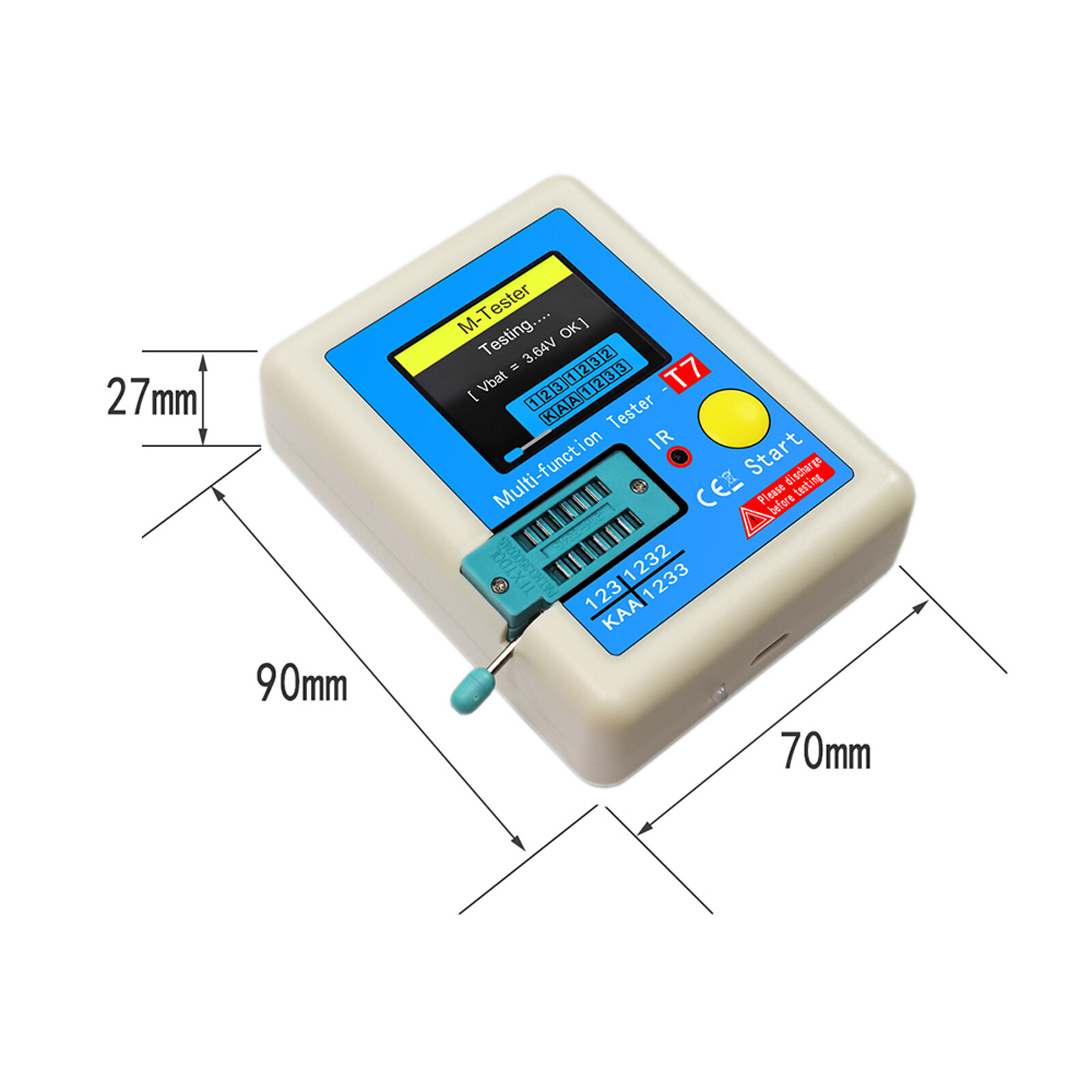 KKmoon Transistor Meter LCR-T7 Multi-Function Capacitance Resistance Tester Full Color Display Transistor Meter for Diode Triode Capacitor Resistor Transistor LCR NPN PNP MOSFET