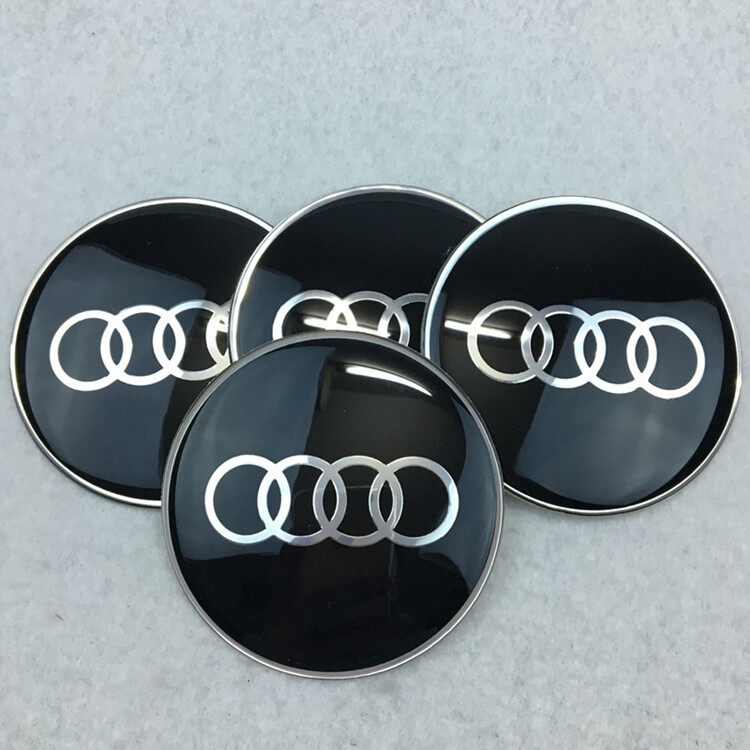 4pcs 65mm Wheel hub center cap sticker for AUDI logo Tire center hubcap badge Hub cover emblem black