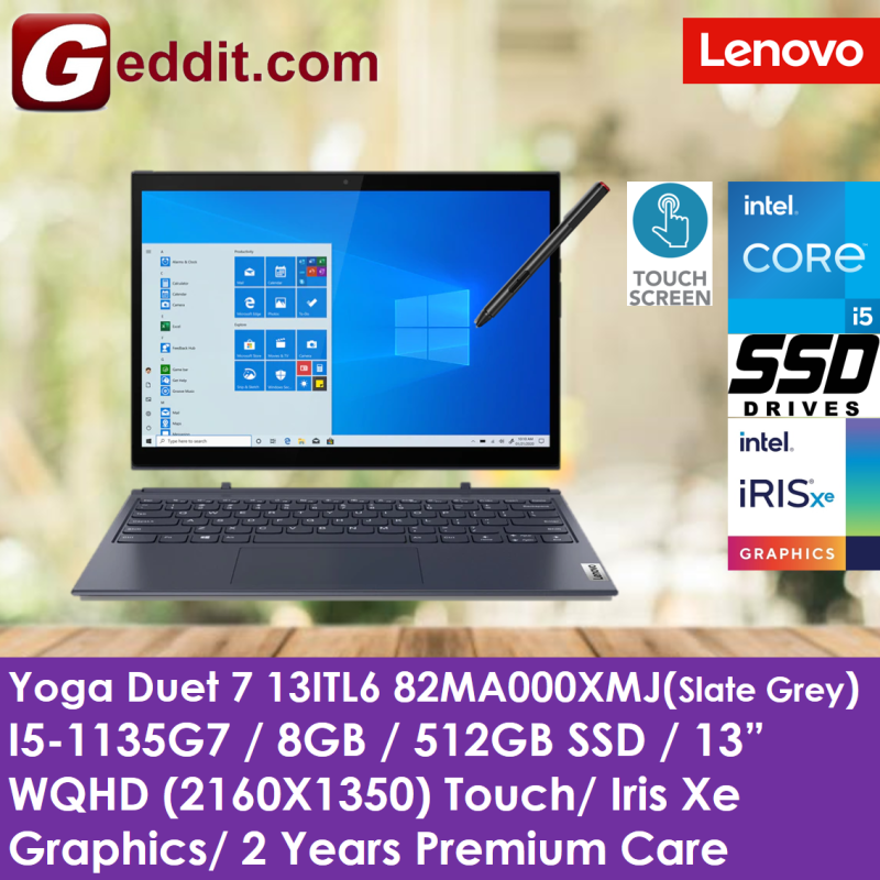 LENOVO YOGA DUET 7i 13ITL6 82MA000XMJ / 82MA000TMJ LAPTOP (I5-1135G7,8GB,512GB SSD,13 WQHD,IRIS XE GRAPHICS,WIN10) (7-13ITL6 / 13ITL6 / DUET7 / 7-13ITL / Duet 7) Malaysia