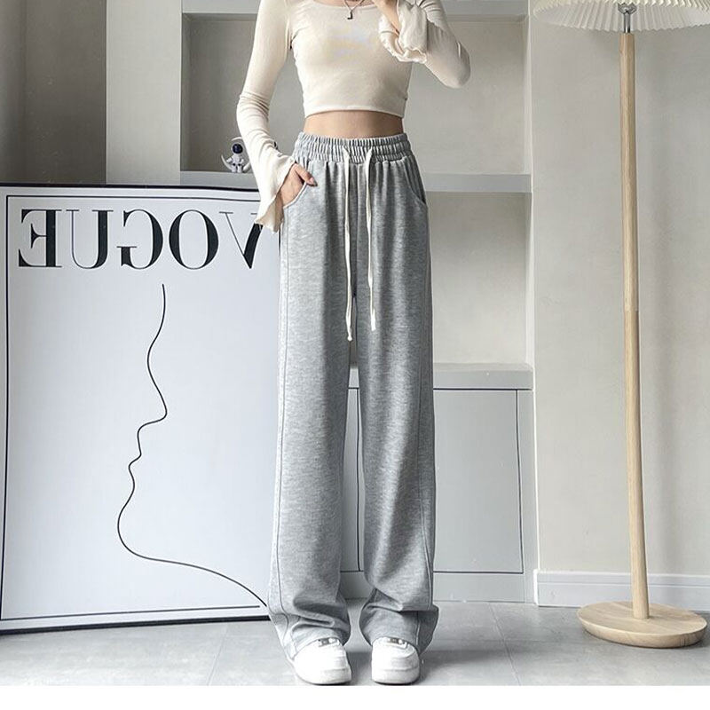 NICK Women's Wide Leg Pants High Waist Casual Pants Solid Color Elastic Toe Straight Leg Pants Women