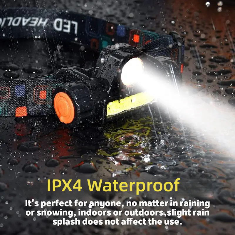 XPE Spotlight COB Floodlight Rechargeable Head Flashlight w/ Magnet IPX4 Waterproof USB Fast Charging 90° Adjustable for Outdoor Fishing  Camping