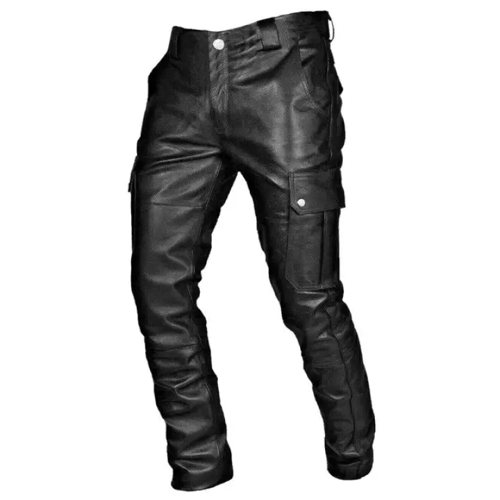 leather jeans black