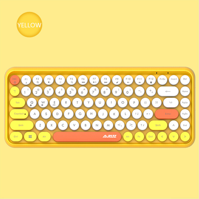 Ajazz | 308i Blue-tooth Keyboard Round Key Cap 10m Blue-tooth Connection 84 Keys for Windows 2000, Windows XP, Windows ME, Windows VISTA, Windows 7/8/10 Yellow Singapore