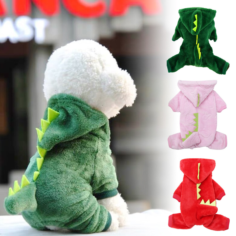 Dinosaur Thicken Funny Pet Dog Clothes Winter Warm Dog Pet Clothing Hoodies Sweatshirt for Small Dogs XS-XXL