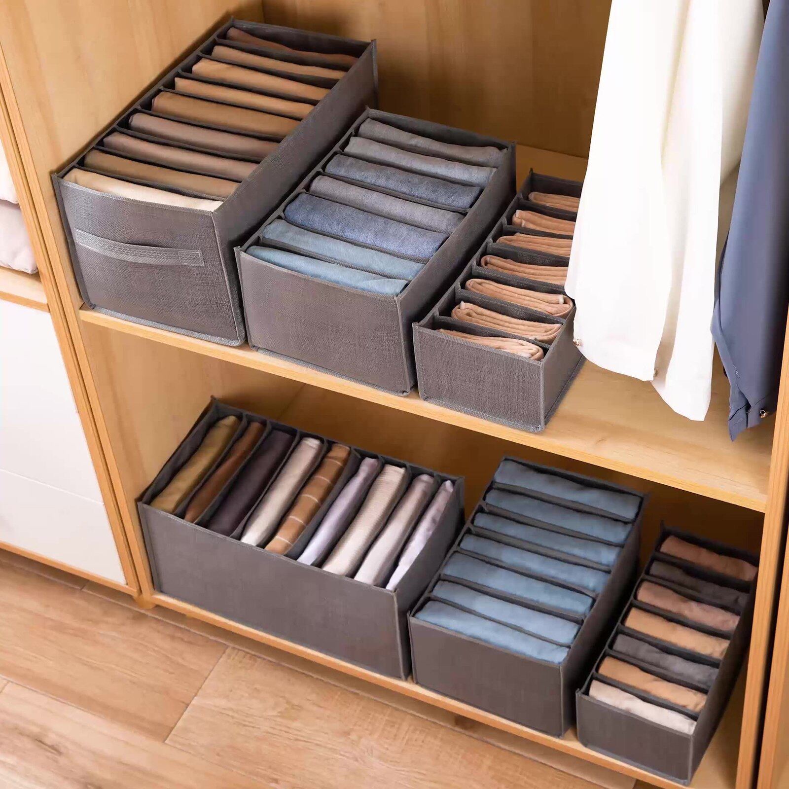 Jeans Compartment Storage Box Closet Clothes Drawer Mesh Separation Box Stacking Pants Drawer Divider Can Washed Home Organizer