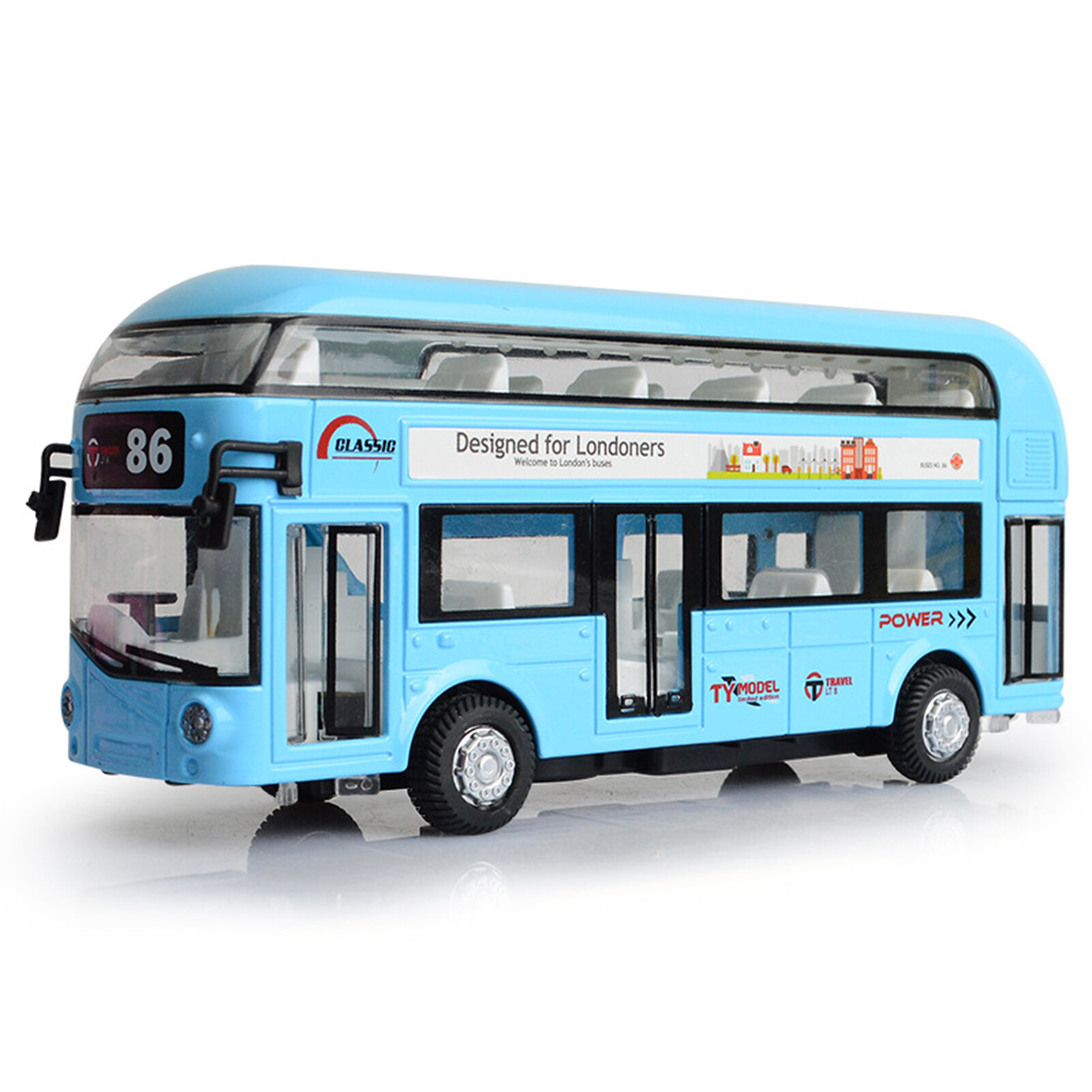 Lovely Alloy Tourist Bus Model Pullback Car Figure Children Gift Home Ornament