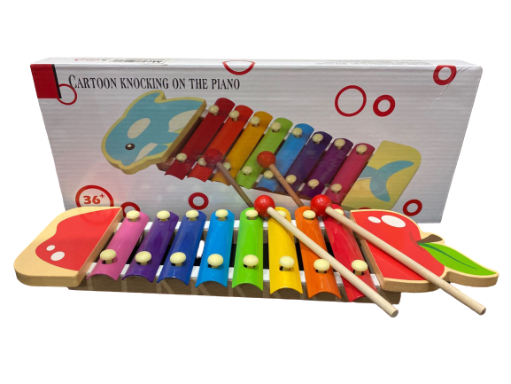 Early Learning Education 8 Scales Wooden Cartoon Xylophone & Wooden Small  Round Beads | Lazada