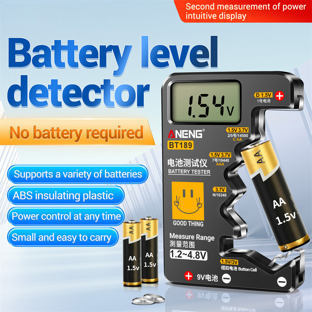 SeasBoat BT189 Battery Tester LCD Display Universal Battery Checker for AA AAA 9V 1.5V/3V Button Cell Batteries