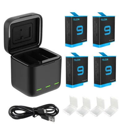TELESIN Battery Charger Storage Box Charging Kit for GoPro HERO 10 / 9 BLACK