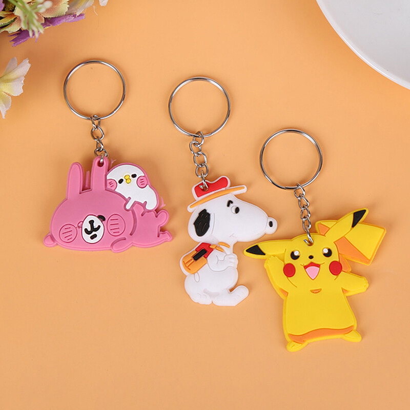 Cartoon Keychains, Cute Soft PVC Portable Hanging Pendant Keyring for Backpack Key Gift
