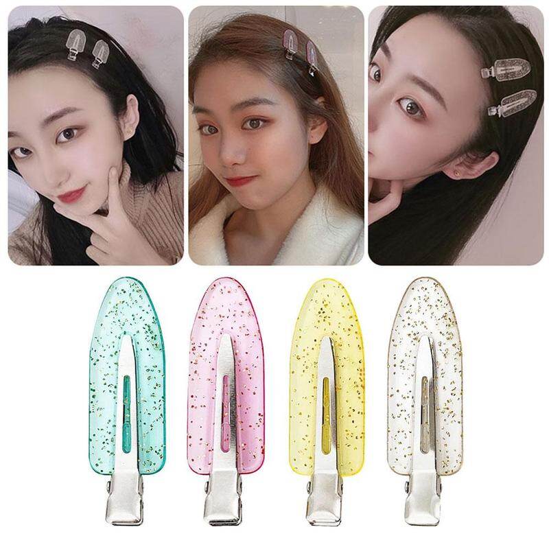 4Pcs/set Seamless No Bend Hair Clips Girls Makeup No Crease Barrettes Female Styling Hairpin Cute Curl Clip