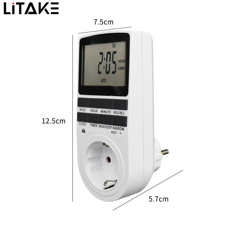 LITAKE Electronic Digital Timer Switch EU US BR Plug Kitchen Timer Outlet 230V Programmable Timing Socket