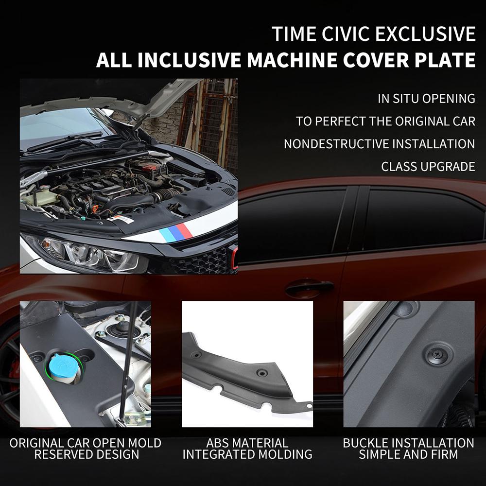 Engine Bay Side Panel Covers Pair-long Version Fit for 2016-2019 10TH GEN HONDA CIVIC