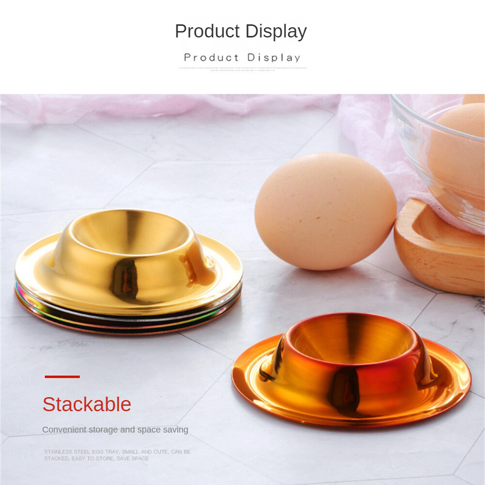 Livelifest Stainless Steel Egg Cup Round Breakfast Egg Holder Practical Egg Stand Egg Rack Single Egg Storage Tray Restaurant Kitchen Boiled Egg Tool