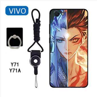 Untuk VIVO Y71/VIVO Y71A Case Telepon Lembut Silikon Pelindung Belakang Bergambar Casing Karet dengan Tali & Cincin 3in1 Q4 波妞
