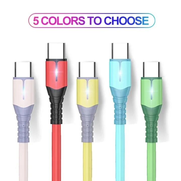 5A Loại C màu kẹo Silicone lỏng siêu nhanh cáp sạc với chỉ số sạc nhanh cáp dữ liệu điện thoại di động