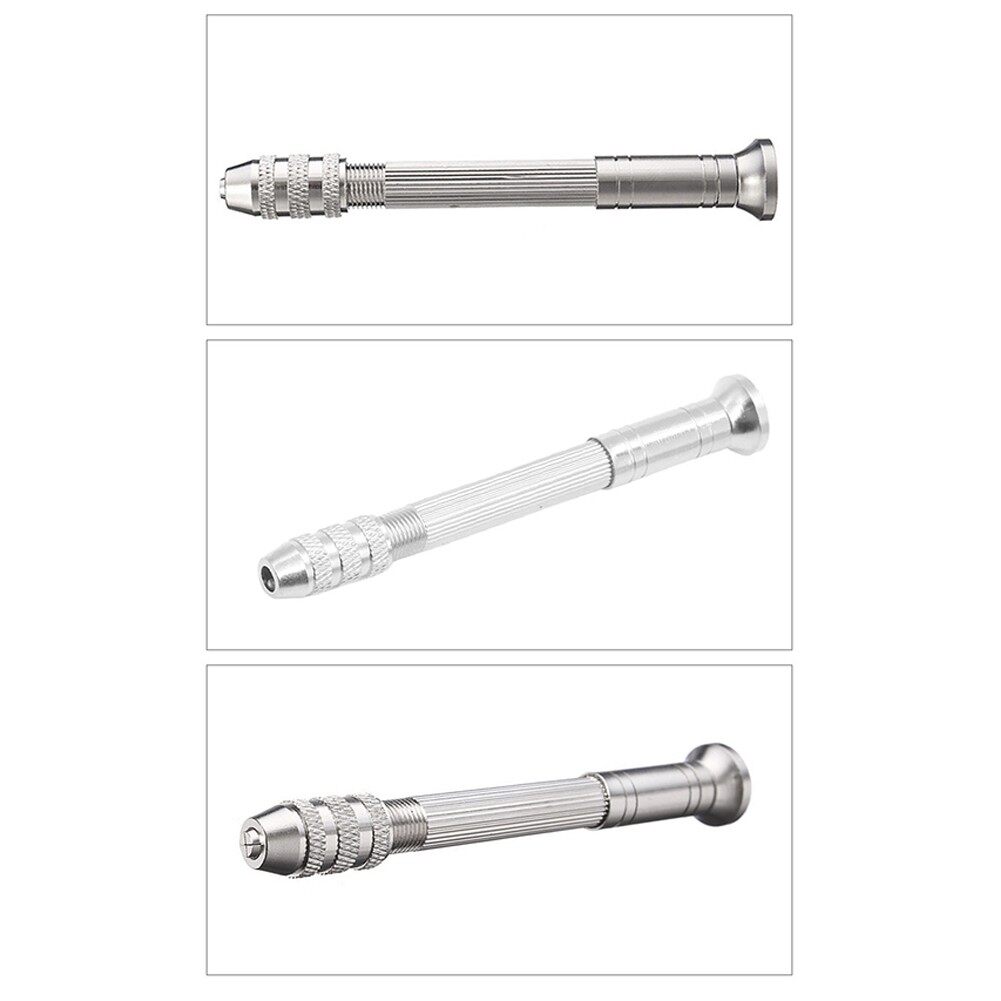 HOMETOOL Hand Drill Drill Bits Kits Making DIY Mini Precision Silver Aluminum Alloy