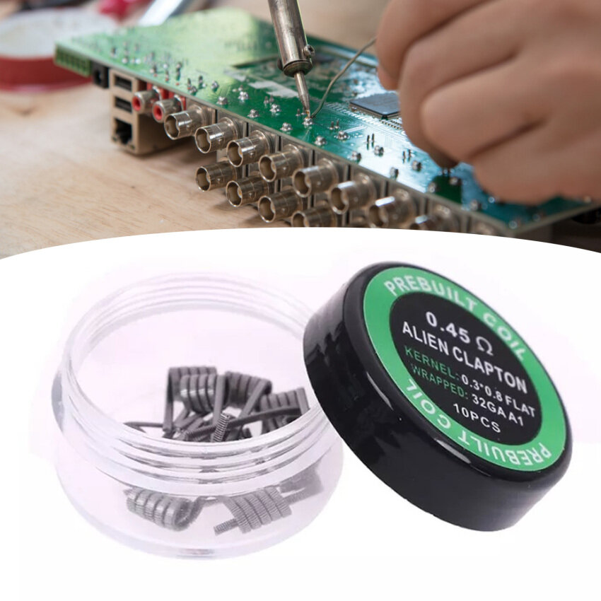 10 Cuộn Dây Clapton Xoắn Alien A1 Cái/hộp Cuộn Dây Quấn Sẵn Rda 0.45ohm