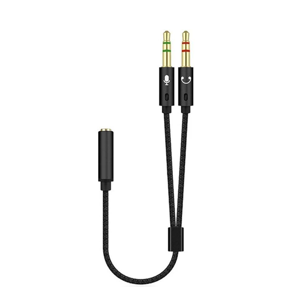 RANUN Mobile Phone 2 In 1 Headphone Cable 3.5mm Male Mic Audio Cable 3.5mm Female Cable