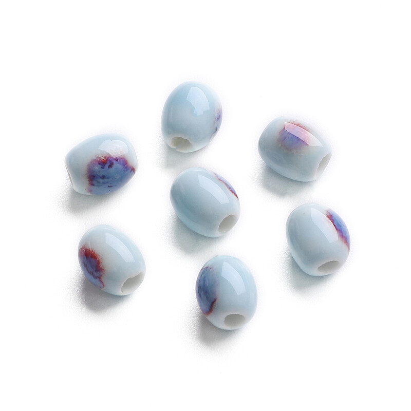 10pcs/Bag 9x7mm High Quality Unique Delicate Handmade Chinese Ceramic Porcelain Oval Rice Shape Beads Charm For Earring Necklace Bracelet DIY Jewerlry Craft Making